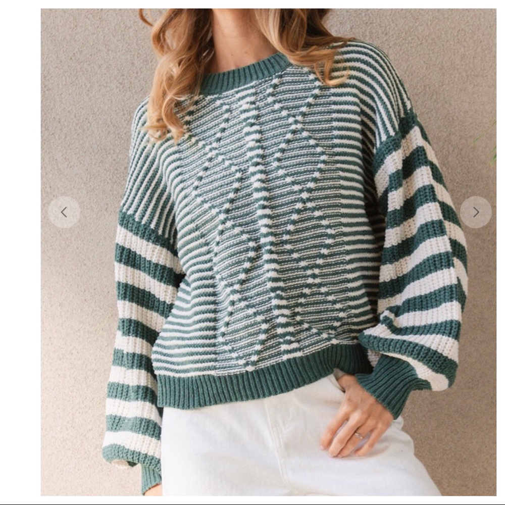 Cozy Perfect Striped Boho Cable Sweater - Picture 5 of 8